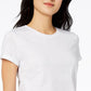 Camiseta feminina alta e baixa Maison Jules, branca, tamanho pequeno