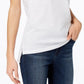 Camiseta feminina alta e baixa Maison Jules, branca, tamanho pequeno