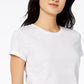 Camiseta feminina alta e baixa Maison Jules, branca, tamanho XX-G