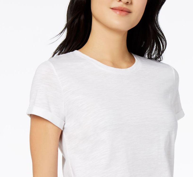 Camiseta feminina alta e baixa Maison Jules, branca, tamanho XX-G