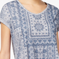 Blusa feminina estilo &amp; co com estampa floral e bainha curta, azul, tamanho extrapequeno