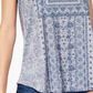 Blusa feminina estilo &amp; co com estampa floral e bainha curta, azul, tamanho extrapequeno