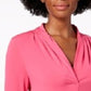 Blusa feminina Charter Club manga 3/4 rosa escuro tamanho pequeno