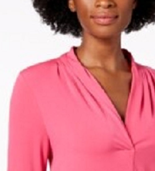 Blusa feminina Charter Club manga 3/4 rosa escuro tamanho pequeno