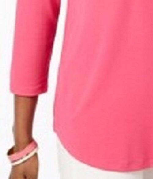 Blusa feminina Charter Club manga 3/4 rosa escuro tamanho pequeno