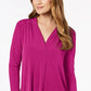 Blusa feminina Charter Club manga 3/4 rosa escuro tamanho extra pequeno