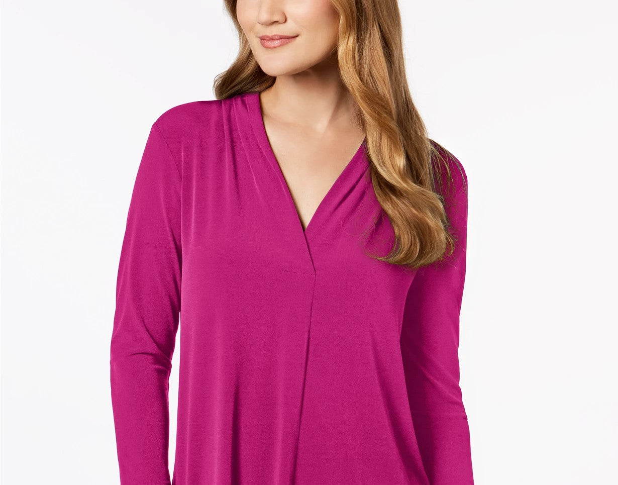 Blusa feminina Charter Club manga 3/4 rosa escuro tamanho extra pequeno