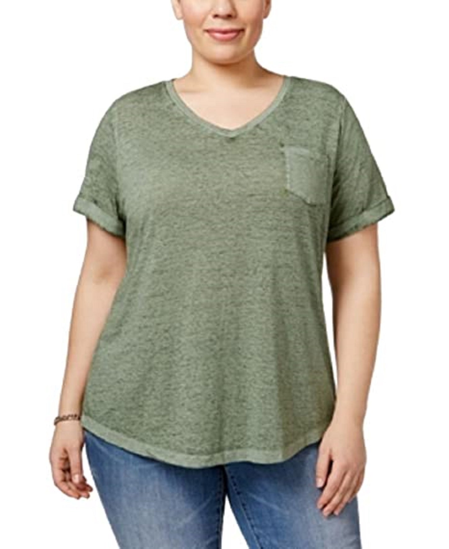 Camiseta feminina Burnout Style &amp; Co, verde, tamanho extra pequeno