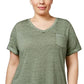 Camiseta feminina Burnout Style &amp; Co, verde, tamanho extra pequeno