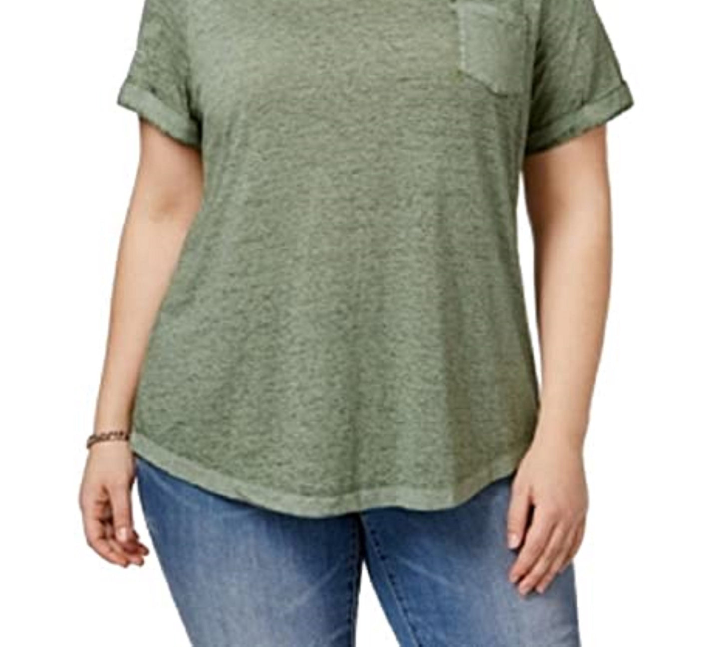 Camiseta feminina Burnout Style &amp; Co, verde, tamanho extra pequeno