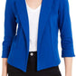 Blazer de malha feminino Maison Jules com manga 3/4, azul marinho, tamanho médio