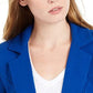 Blazer de malha feminino Maison Jules com manga 3/4, azul marinho, tamanho médio
