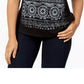 Camiseta feminina gráfica Style &amp; Co, preta, tamanho X-S