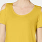 Camiseta feminina estilo ombro caído JM Collection, dourada, tamanho médio