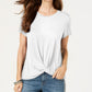 Top feminino com frente torcida estilo &amp; co, branco, tamanho grande