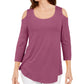 JM Collection Blusa feminina com ombros descobertos, roxa, tamanho extragrande