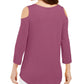 JM Collection Blusa feminina com ombros descobertos, roxa, tamanho extragrande
