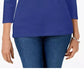 Blusa feminina Karen Scott com decote redondo, azul, tamanho pequeno