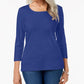 Karen Scott Top feminino com decote redondo, azul, tamanho XX-G