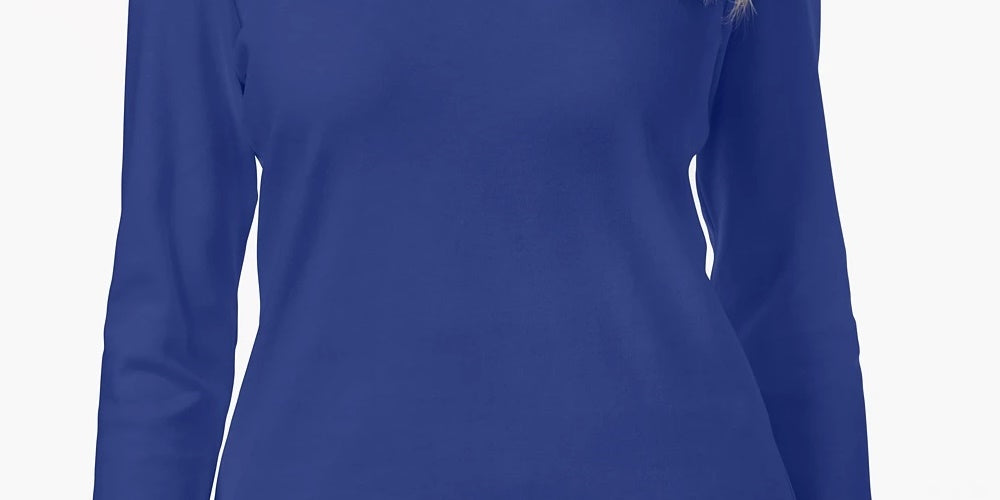 Karen Scott Top feminino com decote redondo, azul, tamanho XX-G