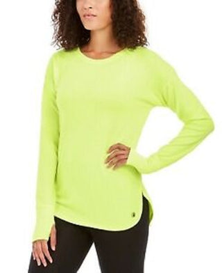 Ideology Women's Heathered Long Sleeve Top Gold Size Large