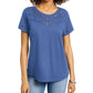 Camiseta feminina de algodão com recorte Charter Club, azul, tamanho pequeno