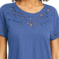 Camiseta feminina de algodão com recorte Charter Club, azul, tamanho pequeno