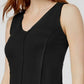 Blusa feminina Bar III com decote em V e acabamento canelado em camadas, preta, tamanho X-S