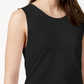 Blusa sem mangas Alfani feminina, decote redondo e franzido, preta, tamanho médio