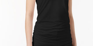 Blusa sem mangas Alfani feminina, decote redondo e franzido, preta, tamanho médio