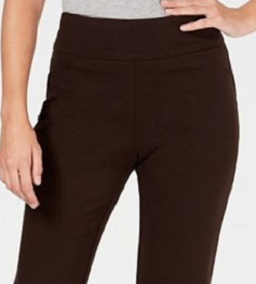 Calça feminina Charter Club Pull-On Ponte-Knit marrom tamanho 12 Petite