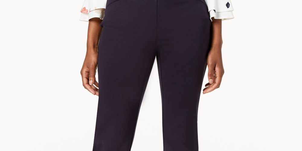 Calça feminina Charter Club Pull On Ponte Knit Azul Tamanho 2 Petite