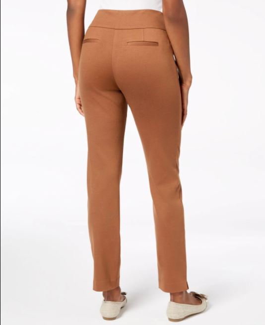 Calça feminina Charter Club Pull On Ponte Knit Marrom Tamanho 14 Petite