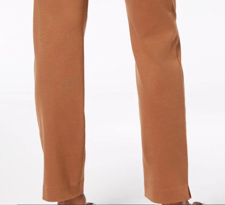 Calça feminina Charter Club Pull On Ponte Knit Marrom Tamanho 14 Petite