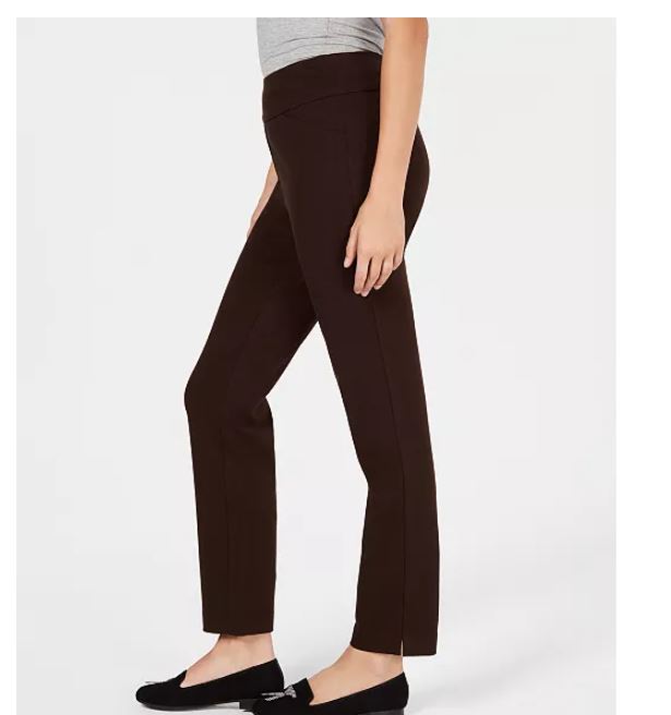 Calça feminina Charter Club Pull On Ponte Knit Marrom Tamanho 6 Petite