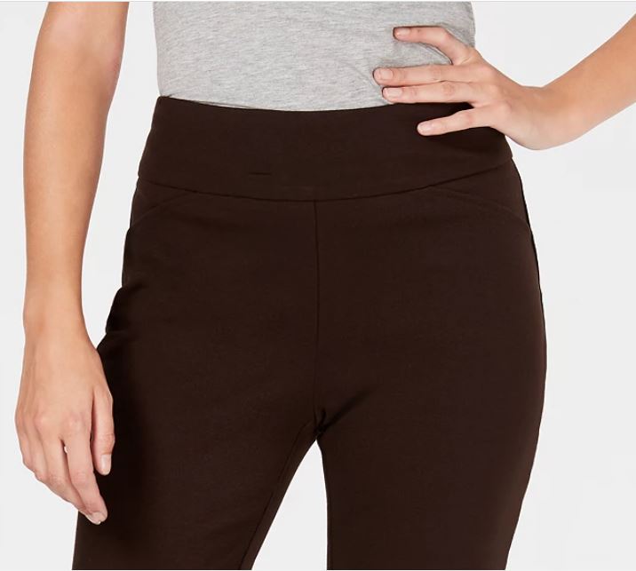 Calça feminina Charter Club Pull On Ponte Knit Marrom Tamanho 6 Petite