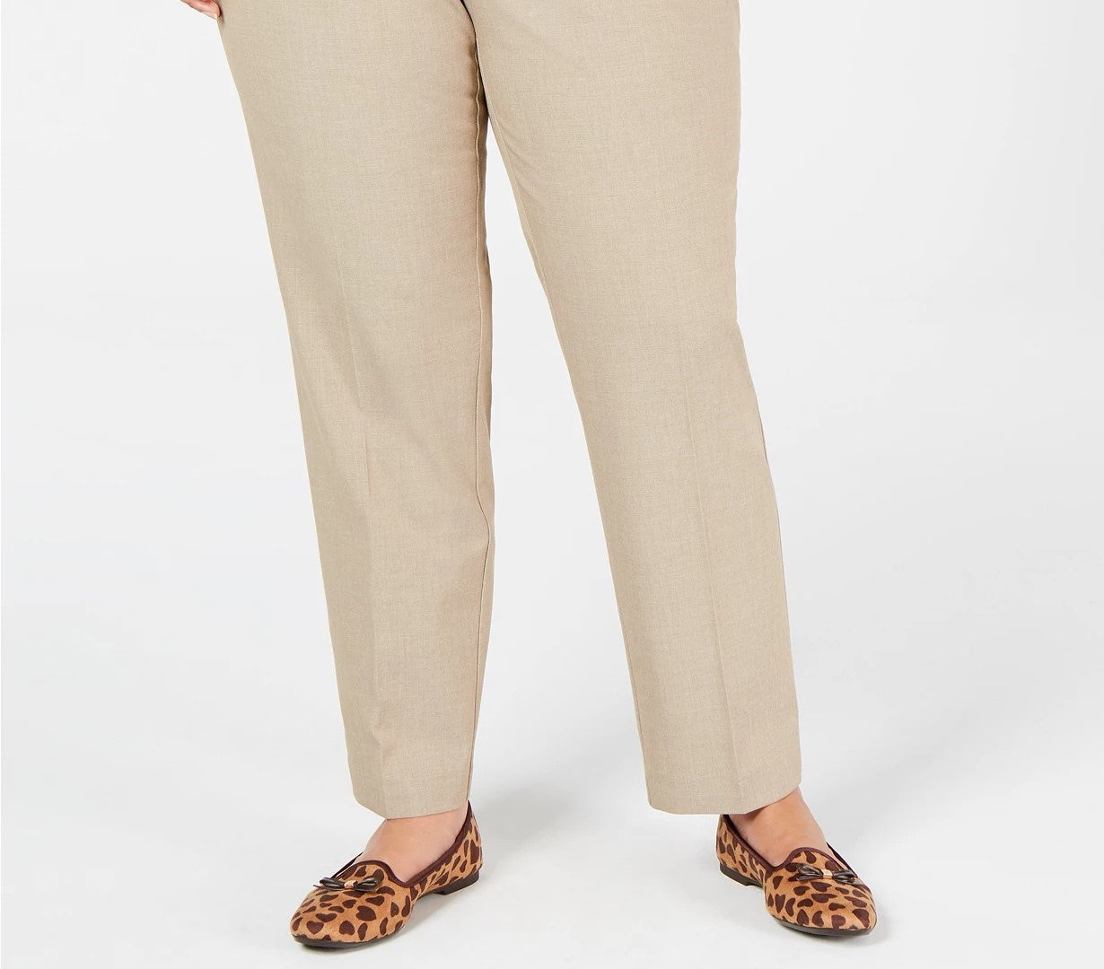 Calça feminina plus size com perna justa no tornozelo, tamanho 28W, bege