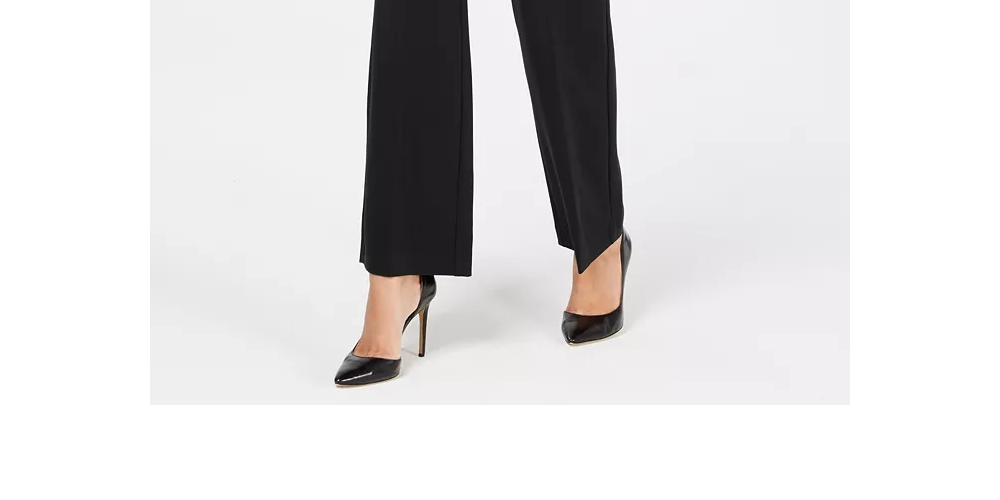 Calças femininas com cinto e controle de barriga Charter Club, pretas, tamanho 12