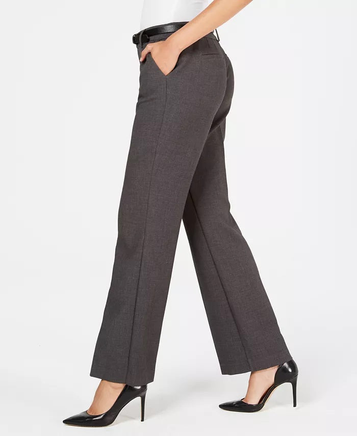 Calça feminina Charter Club Petite com cinto Slim It Up cinza escuro tamanho 16 P
