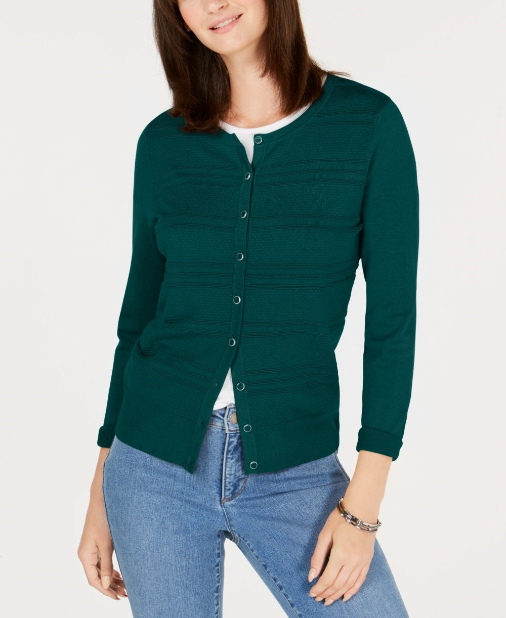 Cardigan texturizado feminino Charter Club, verde, tamanho XX-G