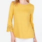 Top feminino de algodão com acabamento em renda Charter Club, dourado, tamanho XX-G