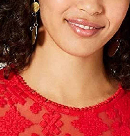 Top estilo swing feminino com acabamento em renda, vinho, tamanho extrapequeno