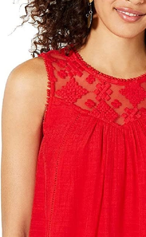 Top estilo swing feminino com acabamento em renda, vinho, tamanho extrapequeno