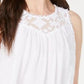 Top estilo swing feminino com acabamento em renda, branco, tamanho extrapequeno