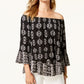 Top feminino estampado ombro a ombro estilo &amp; co, preto, tamanho extrapequeno