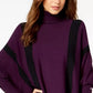 Alfani Suéter Poncho Listrado Petite Feminino Roxo Escuro Tamanho Petit