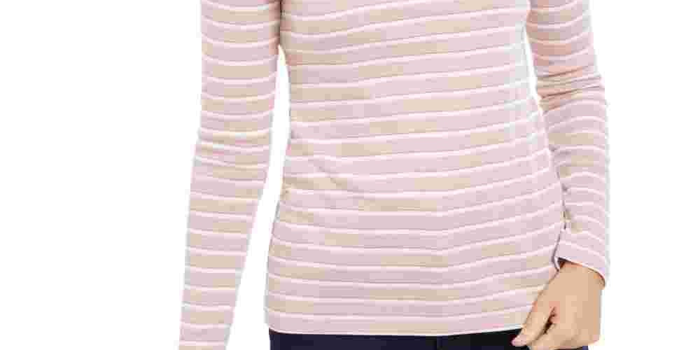 Top feminino com listras metálicas Charter Club rosa tamanho X-G