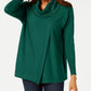 Suéter feminino com gola alta e capuz falso JM Collection, verde, tamanho XX-G