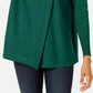 Suéter feminino com gola alta e capuz falso JM Collection, verde, tamanho XX-G