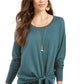 Suéter feminino com amarração frontal estilo &amp; co, verde, tamanho extragrande